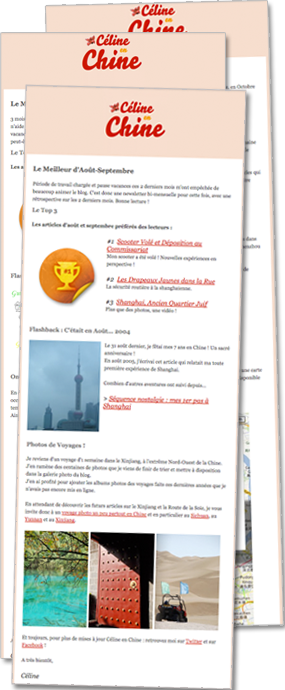 Aperçu Newsletter Céline en Chine
